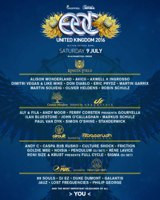 EDC UK 2016 Line Up