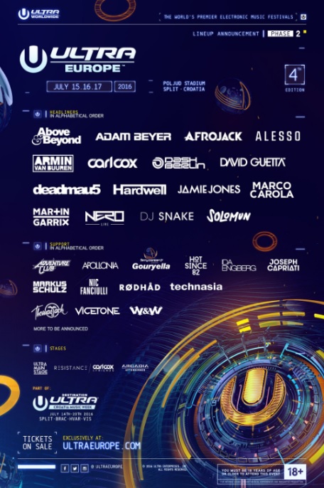 ultra europe 2016 line up ravejungle