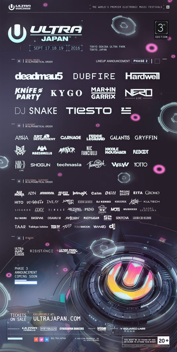 Ultra Japan Lineup 2016