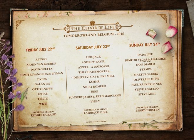 Tomorrowland 2016 Line Up