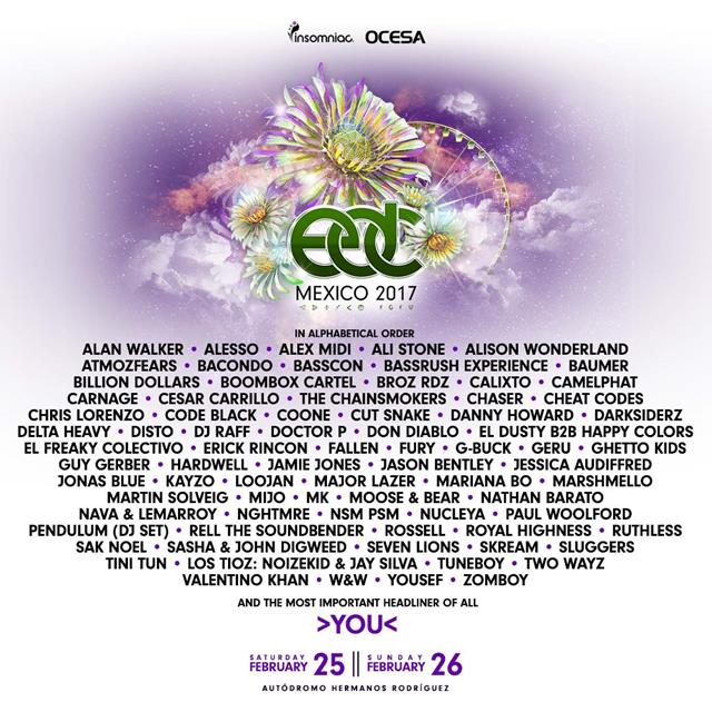 Insomniac Announces Official Lineup For Edc Mexico 17