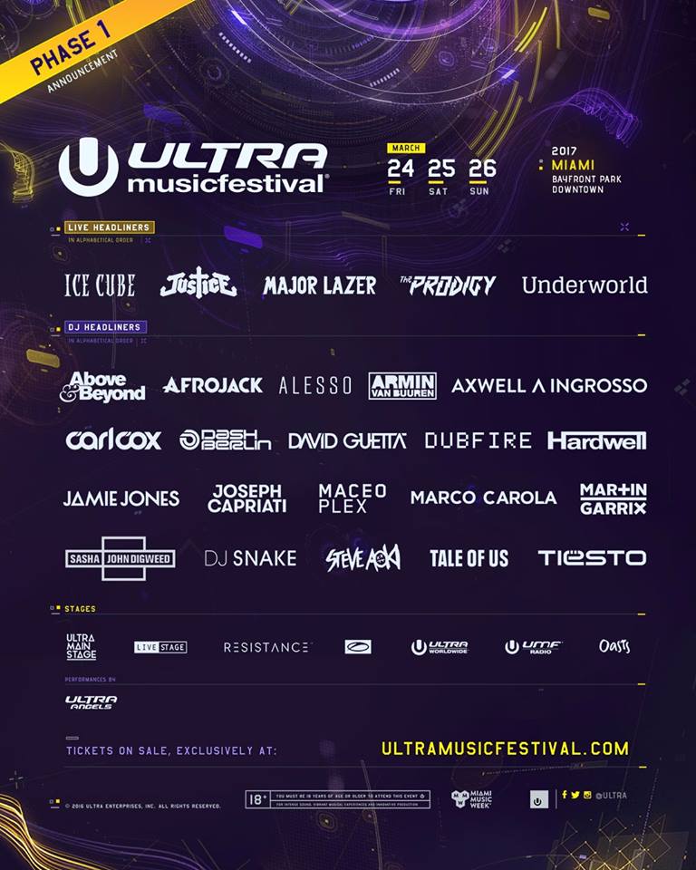 Ultra Miami 2017 Lineup Phase 1