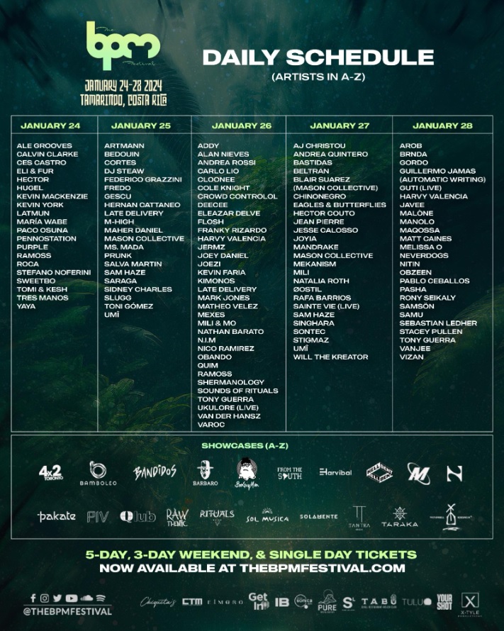 BPM Festival Costa Rica 2024 Unveils Phase 2 Lineup and Daily Schedule