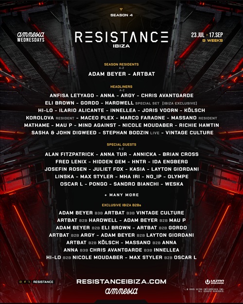 RESISTANCE Ibiza 2025 lineup