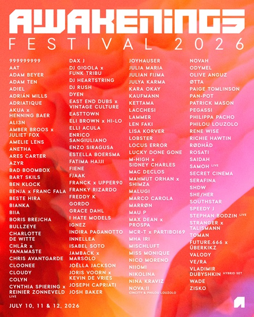 Awakenings Festival 2026 full lineup